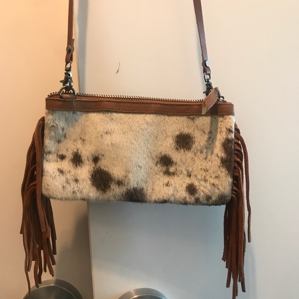 Cowhide Genuine Leather Fringe Crossbody